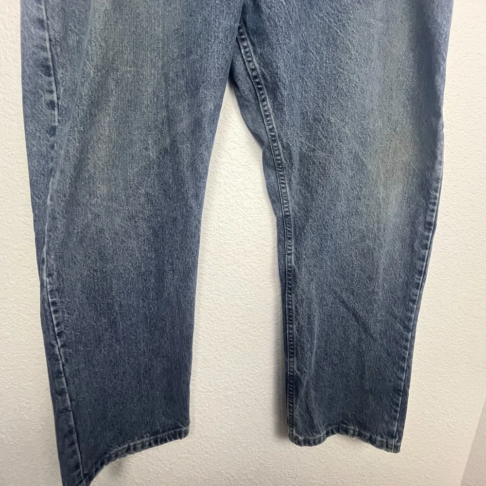 Wrangler Authentic Jeans Mens 44x32 Blue Denim‎ Cotton Relaxed Fit Straight Leg